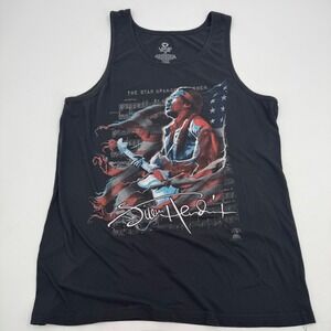 Liquid Blue Jimi Hendrix Star Spangled Banner Tank Top‎ Mens XL Black Music